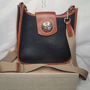 Dooney and Bourke Pebble Turnlock Messenger Bag- Black in color